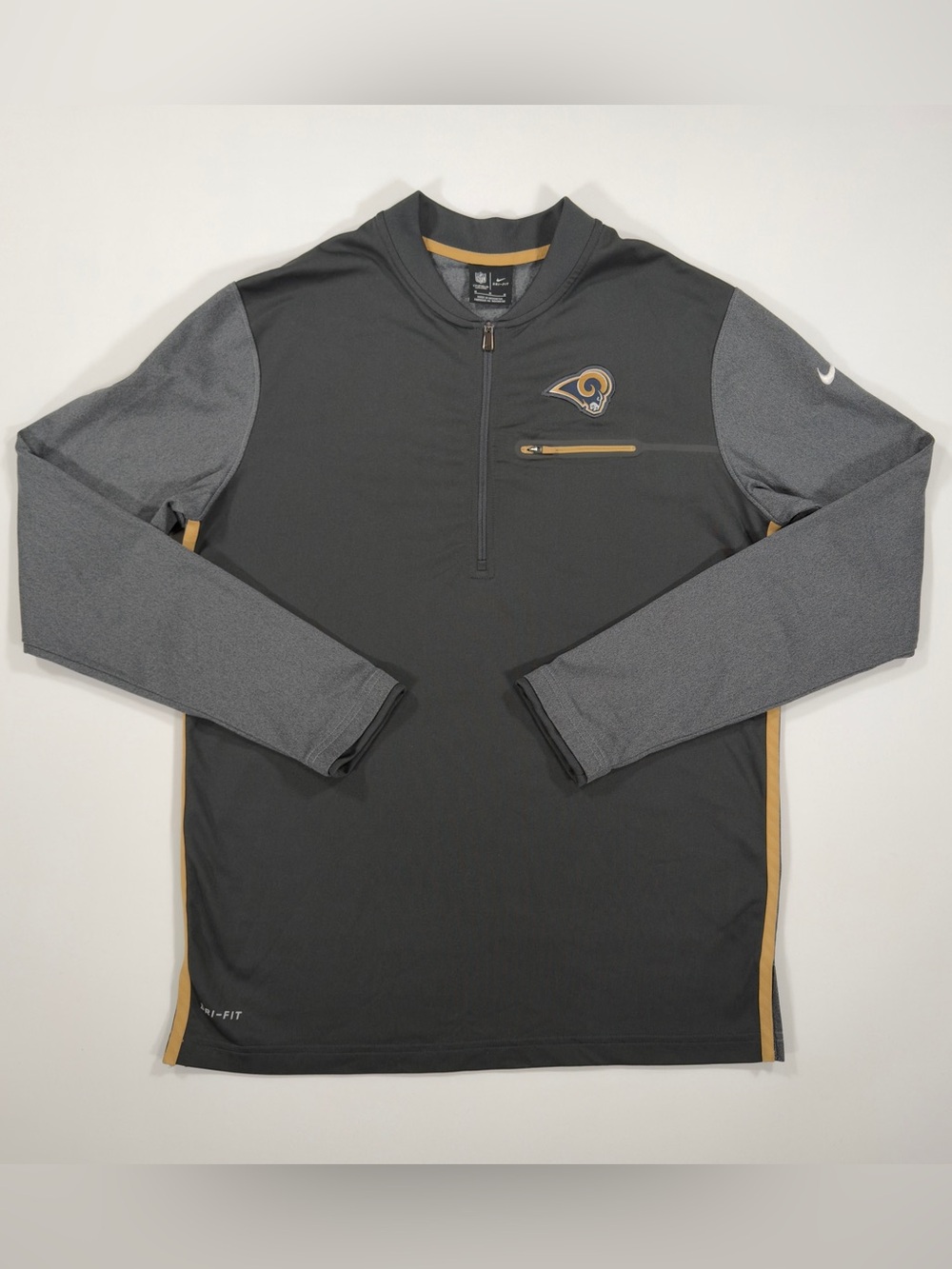 Nike NFL Los Angeles Rams Men's Medium ½ Zip Dri-FIT Sideline Pullover Jacket - Picture 2 of 14